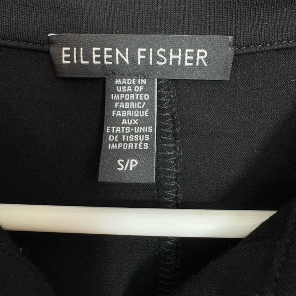 Eileen Fisher Size Small Button Front Polo Shirt Dress Black Stretch Jersey Knit - Picture 3 of 5